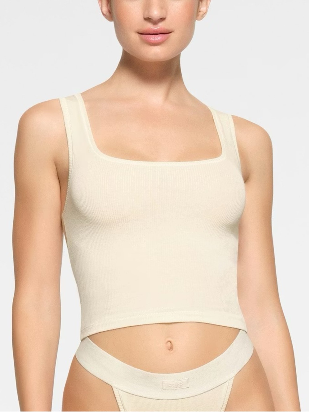 SKIMS Cotton Rib Tank Top Bone Size Small